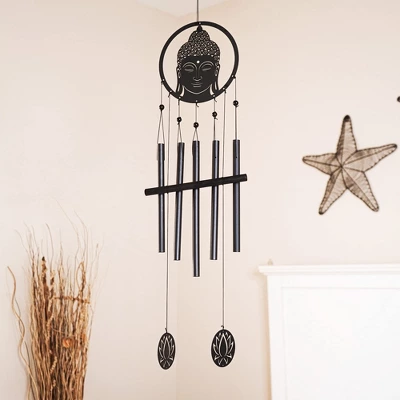 Dawhud Direct 28" H Eternal Zen Buddha Wind Chimes - Black 3 Dawhud Direct 28" H Eternal Zen Buddha Wind Chimes - Black - Image 3