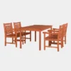 Malibu 5pc Rectangle Wood Outdoor Patio Dining Set - Tan - Vifah