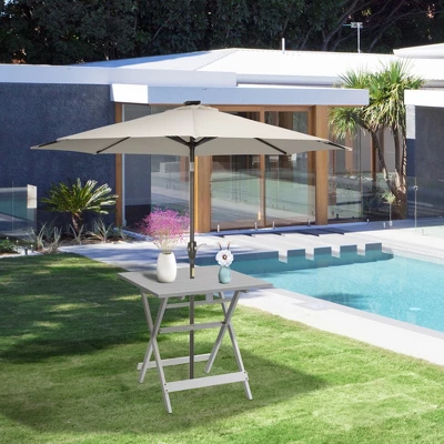 Outsunny Foldable Dining Table, Square Wood Side Table, Portable Bistro Table With Umbrella Hole For Outdoor Patio, Garden Or Backyard 1 Outsunny Foldable Dining Table, Square Wood Side Table, Portable Bistro Table With Umbrella Hole For Outdoor Patio, Garden Or Backyard