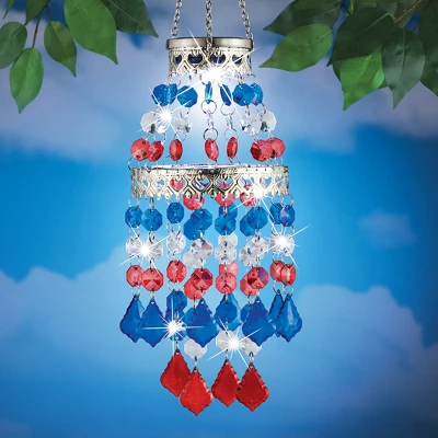 Collections Etc Solar Powered Patriotic Tiered Crystal Dangler 6 X 6 X 22.25 1 Collections Etc Solar Powered Patriotic Tiered Crystal Dangler 6 X 6 X 22.25