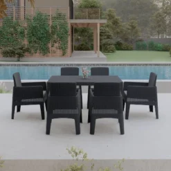 Lucca 7pc Dining Set With Cushions - Black/Gray - DUKAP -Deals Patio Elegance Store GUEST 3ff61062 bed1 42c6 85df f7d1c5927cca