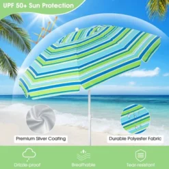 Tangkula 6.5 FT Patio Portable Beach Adjustable Umbrella W/ Folding Table & Sandbag Green -Deals Patio Elegance Store GUEST 424ad0fb 727a 4af7 a4d8 4b427f7a0500
