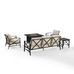 Kaplan 5pc Outdoor Sofa Set With Fire Table - Oatmeal - Crosley -Deals Patio Elegance Store GUEST 44115199 d0bb 44f3 8fa9 da283c916c0e