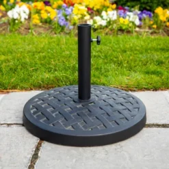 Rashida Round Lattice Weave Umbrella Stand - Saracina Home -Deals Patio Elegance Store GUEST 441a417b d165 4a85 8050 b85d52c0231e