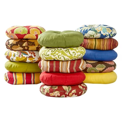 Set Of Two 15" Outdoor Bistro Chair Cushions Kinnabari Stripe - Kensington Garden 2 Set Of Two 15" Outdoor Bistro Chair Cushions Kinnabari Stripe - Kensington Garden - Image 2