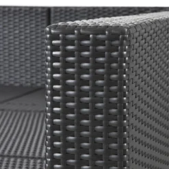 5pc Wicker Patio Sectional Seating Set With Cushions - Espresso/Blue - GODEER -Deals Patio Elegance Store GUEST 46512a16 bbca 48ad 8576 12c68e02394e