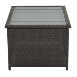 9pc Wicker Patio Sectional Seating Set With Cushions - Brown/Blue - GODEER -Deals Patio Elegance Store GUEST 4660dece cfeb 4f77 a8d2 7c210efc553a