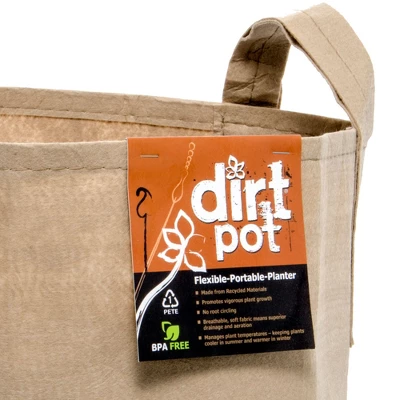 Hydrofarm 15 Gallon 17" X 10" X 6" Dirt Pot Outdoor Flexible Portable Planter With Drainage Holes And Sturdy Carrying Handles, Tan 2 Hydrofarm 15 Gallon 17" X 10" X 6" Dirt Pot Outdoor Flexible Portable Planter With Drainage Holes And Sturdy Carrying Handles, Tan - Image 2