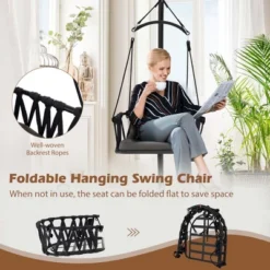 Costway Hanging Swing Hammock Chair With Stand Metal Frame Woven Backrest Seat Cushions -Deals Patio Elegance Store GUEST 4692bc6b b241 4938 8713 be700b159f9d