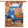 Autumn Old Days House Flag Patriotic Pickup Truck 28" X 40" Briarwood Lane