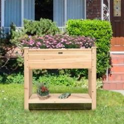 Costway Raised Garden Bed Elevated Wood Planter Box Stand For Vegetable Flower
