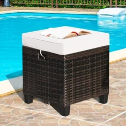 Costway 2PCS Patio Rattan Ottoman Cushioned Seat Beige -Deals Patio Elegance Store GUEST 47d5d1ec a0aa 454e 850c 41c264f7ecdf