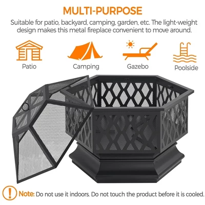 Yaheetech 26" Steel Fire Pit Outdoor Fireplace, Black 6 Yaheetech 26" Steel Fire Pit Outdoor Fireplace, Black - Image 6