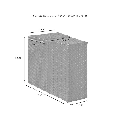 Catalina Outdoor Wicker Arm Table - Gray - Crosley 6 Catalina Outdoor Wicker Arm Table - Gray - Crosley - Image 6