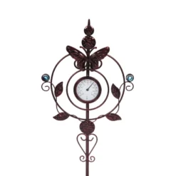 Evergreen Flag Beautiful Butterfly Thermometer Garden Stake - 9 X 32 X 1 Inches