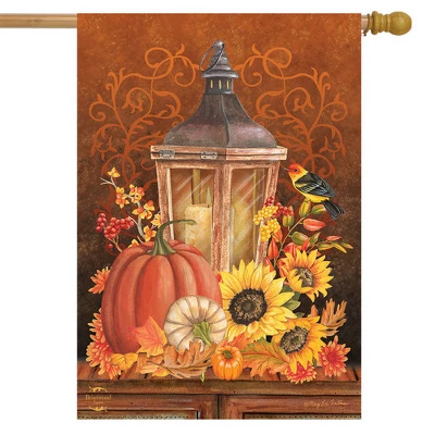 Fall Lantern Primitive House Flag Pumpkins Sunflowers 28" X 40" Briarwood Lane 1 Fall Lantern Primitive House Flag Pumpkins Sunflowers 28" X 40" Briarwood Lane