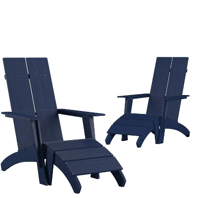 Flash Furniture Set Of 2 Sawyer Modern All-Weather Poly Resin Wood Adirondack Chairs With Foot Rests 12 Flash Furniture Set Of 2 Sawyer Modern All-Weather Poly Resin Wood Adirondack Chairs With Foot Rests - Image 12
