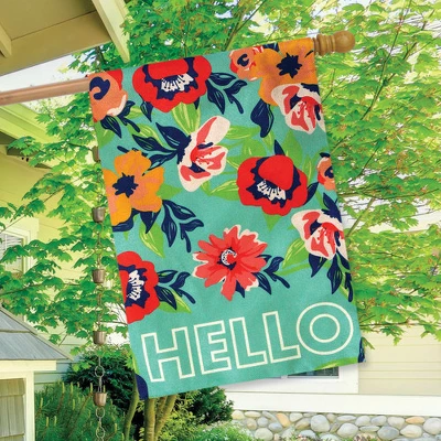 Hello Floral Spring Burlap House Flag Double-Sided 28" X 40" Briarwood Lane 2 Hello Floral Spring Burlap House Flag Double-Sided 28" X 40" Briarwood Lane - Image 2