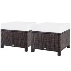 Outsunny 2 Pc 20" Outdoor PE Rattan Wicker Ottoman, Fade-Resistant Patio Footrest With Soft Cushion, Steel Frame, Dark Brown, White 7 Outsunny 2 Pc 20" Outdoor PE Rattan Wicker Ottoman, Fade-Resistant Patio Footrest With Soft Cushion, Steel Frame, Dark Brown, White -Deals Patio Elegance Store GUEST 4ae39110 d32d 4980 b7a0 be5228e84fd9