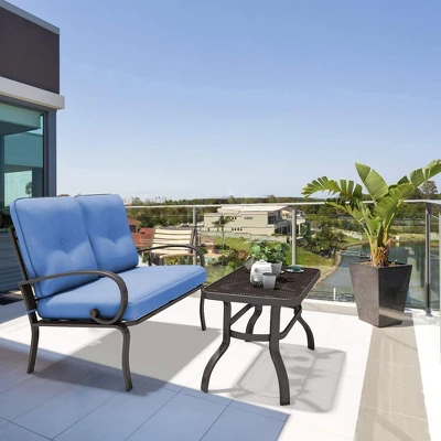 Costway 2PC Patio LoveSeat Coffee Table Furniture Set Bench W/ Cushions 11 Costway 2PC Patio LoveSeat Coffee Table Furniture Set Bench W/ Cushions - Image 11