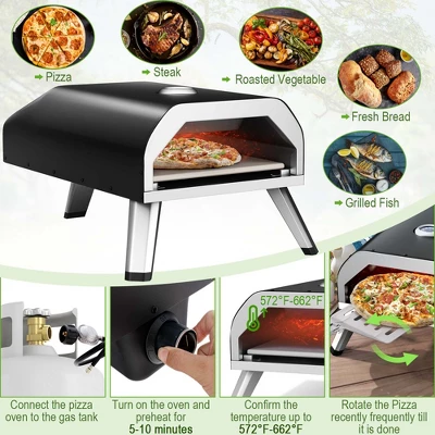 Costway Outdoor Gas Pizza Oven Portable Propane Pizza Stove With Oven Cover Pizza Stone 6 Costway Outdoor Gas Pizza Oven Portable Propane Pizza Stove With Oven Cover Pizza Stone - Image 6