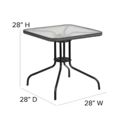 Emma And Oliver 28" Square Tempered Glass Metal Table With Rattan Edging 11 Emma And Oliver 28" Square Tempered Glass Metal Table With Rattan Edging -Deals Patio Elegance Store GUEST 4bc452cf 3540 47a7 aaaa e692f0468f0c