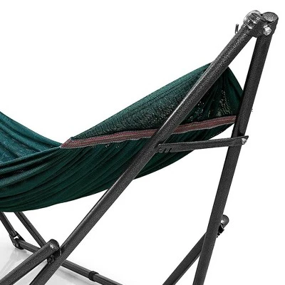 Tranquillo Universal 106.5 Inch Double Hammock Swing With Adjustable Powder-Coated Steel Stand And Carry Bag For Indoor Or Outdoor Use, Peacock 4 Tranquillo Universal 106.5 Inch Double Hammock Swing With Adjustable Powder-Coated Steel Stand And Carry Bag For Indoor Or Outdoor Use, Peacock - Image 4