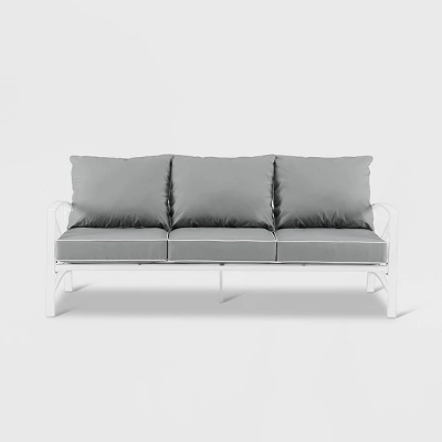 Kaplan Outdoor Metal Sofa White With Gray Cushions - Crosley 2 Kaplan Outdoor Metal Sofa White With Gray Cushions - Crosley - Image 2