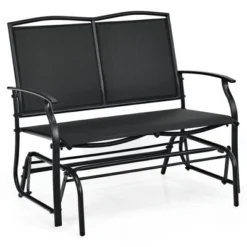 Costway Patio Glider Rocking Bench Double 2 Person Chair Loveseat Garden GreyBlack
