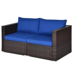 Costway 4PCS Patio Rattan Corner Sofa Sectional Furniture Set Navy Cushion -Deals Patio Elegance Store GUEST 4d4da3ba 09bb 4e00 8377 1e9e0c3f9f73