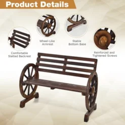 Costway Outdoor Wooden Wagon Wheel Garden Bench 2-Person Slatted Seat Armrests Rustic 15 Costway Outdoor Wooden Wagon Wheel Garden Bench 2-Person Slatted Seat Armrests Rustic -Deals Patio Elegance Store GUEST 4d879271 b15b 4468 9c4f 09430e60f971