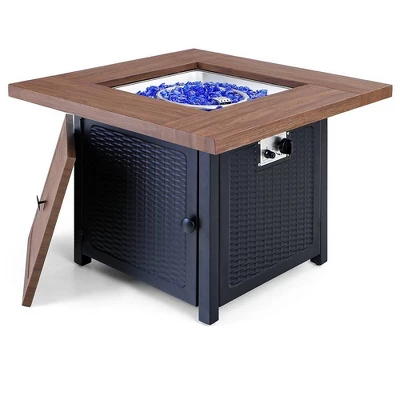 5pc Patio Dining Set With 34" Square Fire Pit Table & Swivel Arm Chairs - Captiva Designs 4 5pc Patio Dining Set With 34" Square Fire Pit Table & Swivel Arm Chairs - Captiva Designs - Image 4