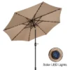 Nature Spring Patio Umbrella With Solar LED Lights - 9', Beige