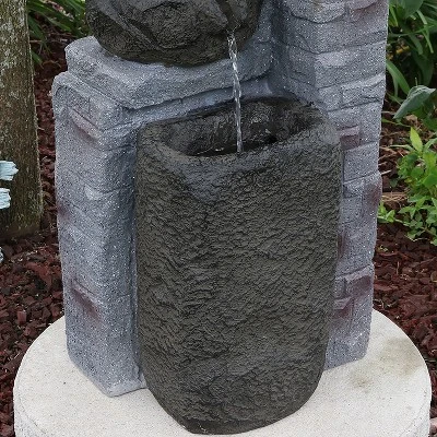 Sunnydaze Decor Sunnydaze Outdoor Polyresin Solar Powered Stone Bowls Water Fountain With LED Lights And Backup Battery - 30" 6 Sunnydaze Decor Sunnydaze Outdoor Polyresin Solar Powered Stone Bowls Water Fountain With LED Lights And Backup Battery - 30" - Image 6