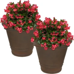 Sunnydaze Decor Sunnydaze Crozier Polyresin Outdoor/Indoor Heavy-Duty Double-Walled Fade-Resistant Flower Pot Planter - 16" Diameter - Rust -Deals Patio Elegance Store GUEST 4f0133e4 18a5 4293 b3e8 c8553feda05e