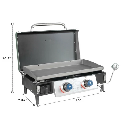 Razor Griddle GGT2131M 25 Inch Outdoor 2 Burner Portable LP Propane Gas Grill Griddle, 318 Sq In And Top Cover Lid For BBQ Cooking, Black (Steel) 2 Razor Griddle GGT2131M 25 Inch Outdoor 2 Burner Portable LP Propane Gas Grill Griddle, 318 Sq In And Top Cover Lid For BBQ Cooking, Black (Steel) - Image 2