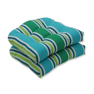2pc Aruba Stripe Wicker Outdoor Seat Cushions - Pillow Perfect 3 2pc Aruba Stripe Wicker Outdoor Seat Cushions - Pillow Perfect - Image 3