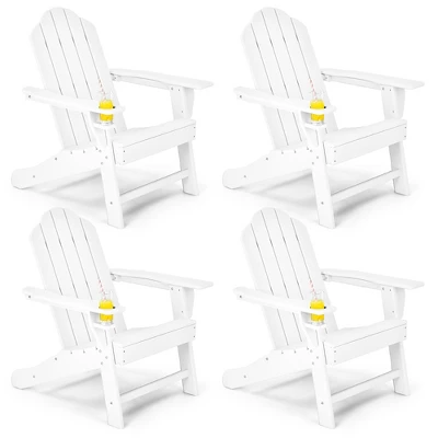 Costway 4PCS Patio Adirondack Chair Weather Resistant Garden Deck W/Cup Holder WhiteBlackGreyTurquoise 10 Costway 4PCS Patio Adirondack Chair Weather Resistant Garden Deck W/Cup Holder WhiteBlackGreyTurquoise - Image 10