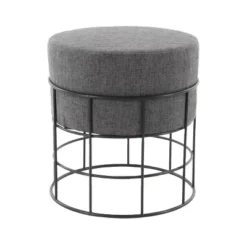 Metal Fabric Patio Garden Stool - Olivia & May