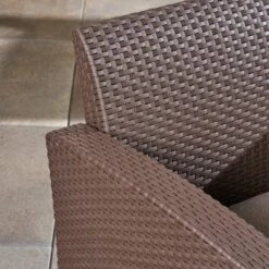 Bedrock 3pc Faux Wicker Chat Set With Fire Pit - Brown/Beige - Christopher Knight Home -Deals Patio Elegance Store GUEST 536d4507 3d82 4ac3 a67a 8fc6c87797fb