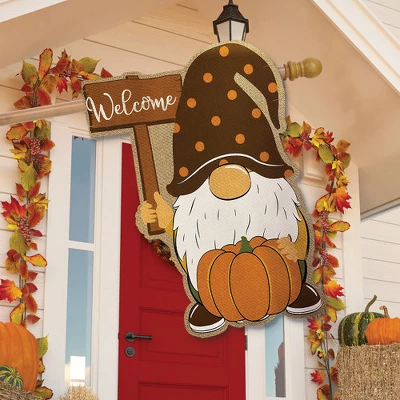 Fall Gnome Burlap House Flag Autumn Welcome Pumpkin 28" X 40" Briarwood Lane 2 Fall Gnome Burlap House Flag Autumn Welcome Pumpkin 28" X 40" Briarwood Lane - Image 2