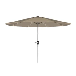 Nature Spring Tilting Patio Umbrella With Solar LED Lights - 10', Sand