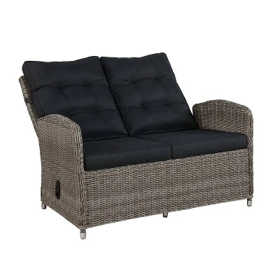 Monaco Outdoor 2 Seat Reclining Bench - Gray - Alaterre Furniture 2 Monaco Outdoor 2 Seat Reclining Bench - Gray - Alaterre Furniture - Image 2