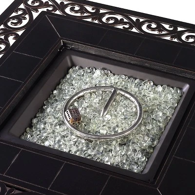 5pc Outdoor Dining Set With 42" Aluminum Square Damask Design Fire Table & Deep Seating Swivel Rocking Chairs - Oakland Living 6 5pc Outdoor Dining Set With 42" Aluminum Square Damask Design Fire Table & Deep Seating Swivel Rocking Chairs - Oakland Living - Image 6