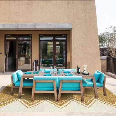 7'9" X 10'2" New York Patio Sofia Leon Indoor/Outdoor Rug Ivory/Mustard - Nicole Miller 6 7'9" X 10'2" New York Patio Sofia Leon Indoor/Outdoor Rug Ivory/Mustard - Nicole Miller - Image 6