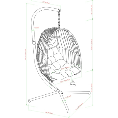 Toluca Hanging Outdoor Boho Egg Chair With Cushion - Saracina Home 11 Toluca Hanging Outdoor Boho Egg Chair With Cushion - Saracina Home - Image 11