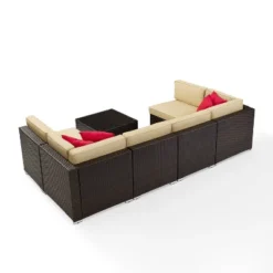 Sea Island 7pc Outdoor Wicker Sectional Set - Sand - Crosley -Deals Patio Elegance Store GUEST 57213481 20a2 4a92 a032 ddcec15d8d36