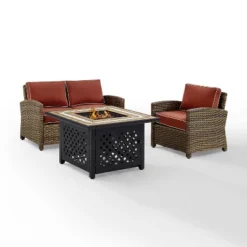 3pc Bradenton Outdoor Steel Fire Pit Set Sangria/Weathered Brown - Crosley -Deals Patio Elegance Store GUEST 57c9b31a 5541 434a 8a63 1d04dca35abe