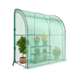Costway 7'x 3.5'x 7' Lean-to Greenhouse Portable Wall House With Green PE Cover And Shelf -Deals Patio Elegance Store GUEST 584d7a6a 5ad0 4aa8 829e 08059ba04a65
