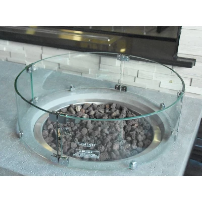 Manchester Round Tempered Glass Wind Screen For Outdoor Fire Pit - Elementi 1 Manchester Round Tempered Glass Wind Screen For Outdoor Fire Pit - Elementi
